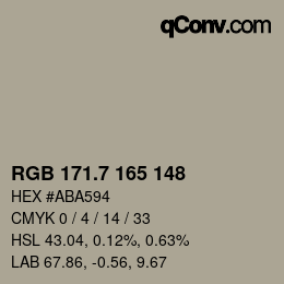 カラーコード: RGB 171.7 165 148 | qconv.com