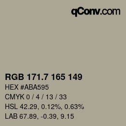 カラーコード: RGB 171.7 165 149 | qconv.com
