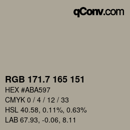 カラーコード: RGB 171.7 165 151 | qconv.com