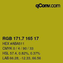 カラーコード: RGB 171.7 165 17 | qconv.com