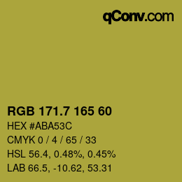 カラーコード: RGB 171.7 165 60 | qconv.com