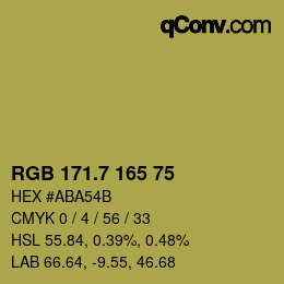 カラーコード: RGB 171.7 165 75 | qconv.com