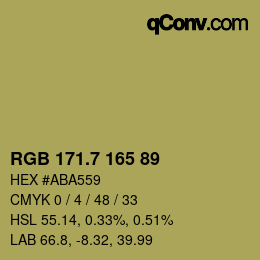 カラーコード: RGB 171.7 165 89 | qconv.com