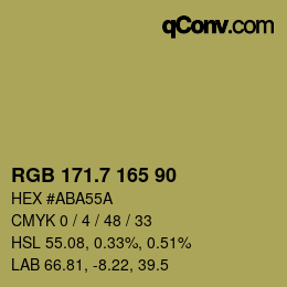 カラーコード: RGB 171.7 165 90 | qconv.com