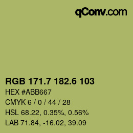 カラーコード: RGB 171.7 182.6 103 | qconv.com