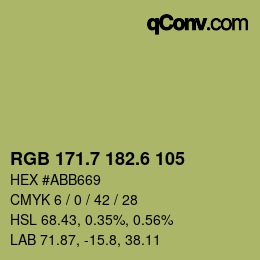 カラーコード: RGB 171.7 182.6 105 | qconv.com