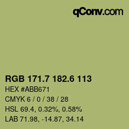 カラーコード: RGB 171.7 182.6 113 | qconv.com
