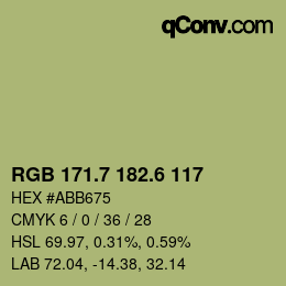 カラーコード: RGB 171.7 182.6 117 | qconv.com