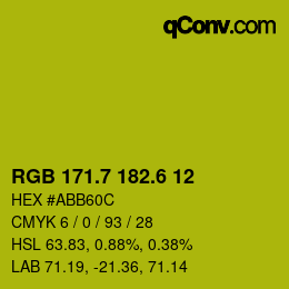カラーコード: RGB 171.7 182.6 12 | qconv.com
