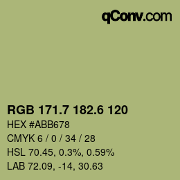 カラーコード: RGB 171.7 182.6 120 | qconv.com