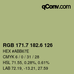 カラーコード: RGB 171.7 182.6 126 | qconv.com