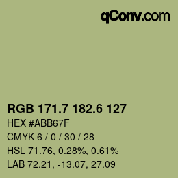 カラーコード: RGB 171.7 182.6 127 | qconv.com