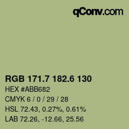 カラーコード: RGB 171.7 182.6 130 | qconv.com