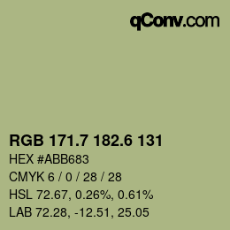 カラーコード: RGB 171.7 182.6 131 | qconv.com
