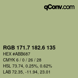 カラーコード: RGB 171.7 182.6 135 | qconv.com