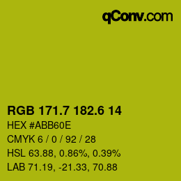 カラーコード: RGB 171.7 182.6 14 | qconv.com
