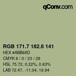 カラーコード: RGB 171.7 182.6 141 | qconv.com