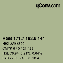カラーコード: RGB 171.7 182.6 144 | qconv.com