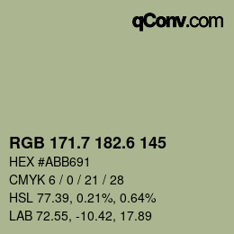 カラーコード: RGB 171.7 182.6 145 | qconv.com