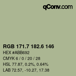 カラーコード: RGB 171.7 182.6 146 | qconv.com