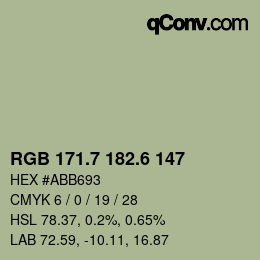 カラーコード: RGB 171.7 182.6 147 | qconv.com