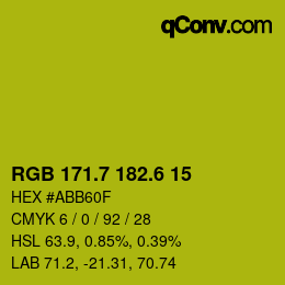 カラーコード: RGB 171.7 182.6 15 | qconv.com