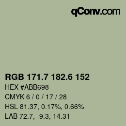 カラーコード: RGB 171.7 182.6 152 | qconv.com