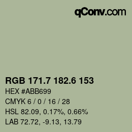 カラーコード: RGB 171.7 182.6 153 | qconv.com