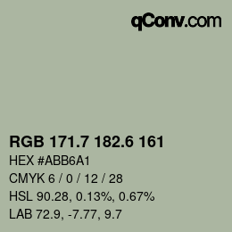 カラーコード: RGB 171.7 182.6 161 | qconv.com