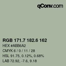 カラーコード: RGB 171.7 182.6 162 | qconv.com