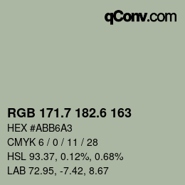 カラーコード: RGB 171.7 182.6 163 | qconv.com