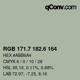 カラーコード: RGB 171.7 182.6 164 | qconv.com