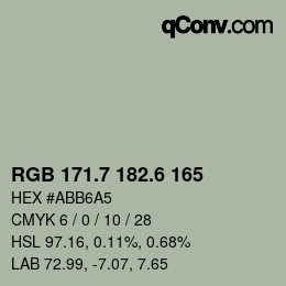 カラーコード: RGB 171.7 182.6 165 | qconv.com