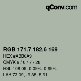 カラーコード: RGB 171.7 182.6 169 | qconv.com
