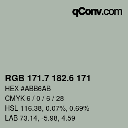 カラーコード: RGB 171.7 182.6 171 | qconv.com