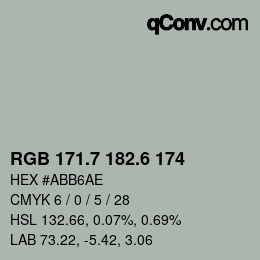 カラーコード: RGB 171.7 182.6 174 | qconv.com