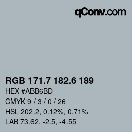 カラーコード: RGB 171.7 182.6 189 | qconv.com