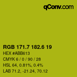 カラーコード: RGB 171.7 182.6 19 | qconv.com