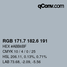 カラーコード: RGB 171.7 182.6 191 | qconv.com