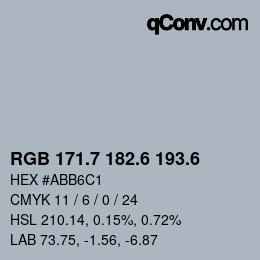 カラーコード: RGB 171.7 182.6 193.6 | qconv.com