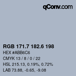 カラーコード: RGB 171.7 182.6 198 | qconv.com