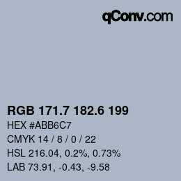 カラーコード: RGB 171.7 182.6 199 | qconv.com