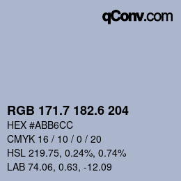 カラーコード: RGB 171.7 182.6 204 | qconv.com