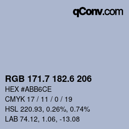 カラーコード: RGB 171.7 182.6 206 | qconv.com
