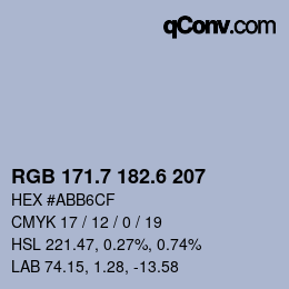 カラーコード: RGB 171.7 182.6 207 | qconv.com