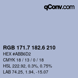 カラーコード: RGB 171.7 182.6 210 | qconv.com