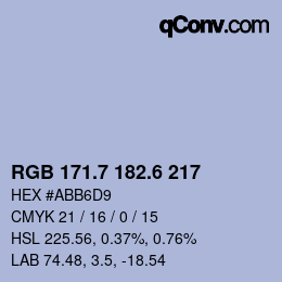 カラーコード: RGB 171.7 182.6 217 | qconv.com