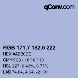 カラーコード: RGB 171.7 182.6 222 | qconv.com