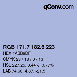 カラーコード: RGB 171.7 182.6 223 | qconv.com