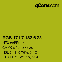 カラーコード: RGB 171.7 182.6 23 | qconv.com